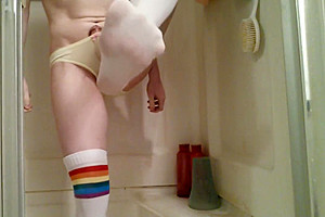 Trap Wetting Her Cute Rainbow Panties