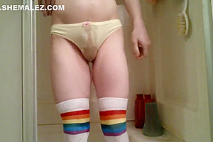 Trap Wetting Her Cute Rainbow Panties