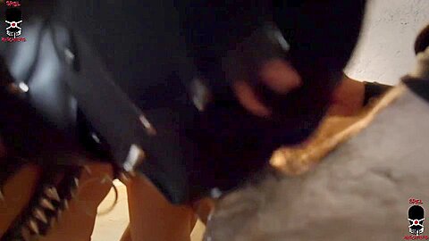 Tunnel Gag Facefuck With Deepthroat Cumming - Homemade Leather Tunnel Gag