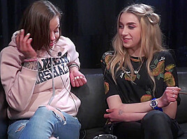 Two Friends Step mommies Are Smoking, Talking And Kissing For The First Time