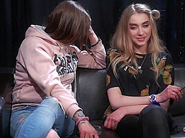 Two Friends Step mommies Are Smoking, Talking And Kissing For The First Time