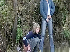 Two blondes and one brunette chick peeing