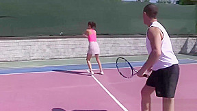 Two teens 18+ banged on a tennis court