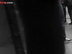 Upskirt in public with blonde in attractive short skirt
