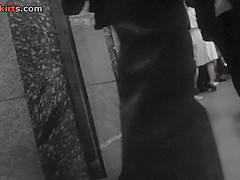 Upskirt in public with blonde in attractive short skirt