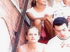 Upskirt of a student 18+ girl on stairs