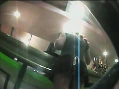 Upskirt view of hot waitresses in sleazy clothes