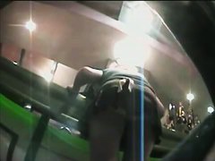 Upskirt view of hot waitresses in sleazy clothes