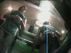 Upskirt view of hot waitresses in sleazy clothes