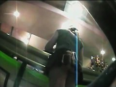 Upskirt view of hot waitresses in sleazy clothes