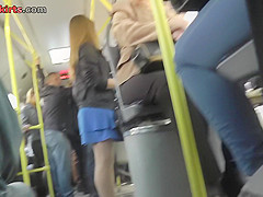 Upskirt video shows plump female in A-line skirt