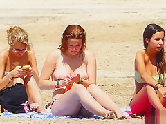 Various Topless Babes at the Beach
