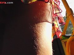 Very close up petticoat of the chick on bus