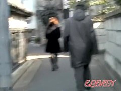 Vivacious little brunette making loud noises during street sharking
