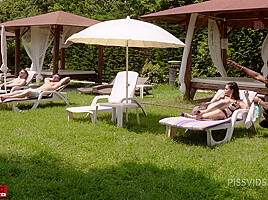 (WET) Alicia's Italian holidays, first gang bang treatment and Pee, DP, rough ATM, Swallow - PissVids
