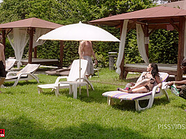 (WET) Alicia's Italian holidays, first gang bang treatment and Pee, DP, rough ATM, Swallow - PissVids