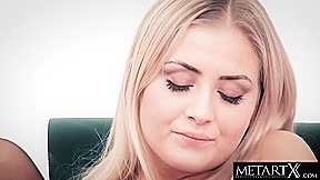 Watch Her Rip Her Nylons Open And Stroke Her Shaved Pussy