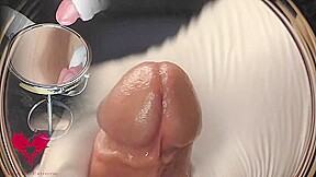 Watch In The Vanity Mirror As She Milks My Cock With White Latex Gloves