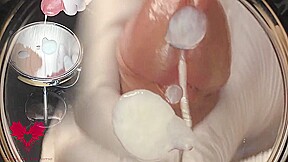 Watch In The Vanity Mirror As She Milks My Cock With White Latex Gloves