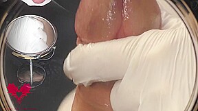 Watch In The Vanity Mirror As She Milks My Cock With White Latex Gloves