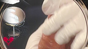 Watch In The Vanity Mirror As She Milks My Cock With White Latex Gloves