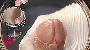 Watch In The Vanity Mirror As She Milks My Cock With White Latex Gloves