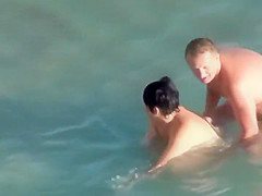 Wave knocks her off his penis