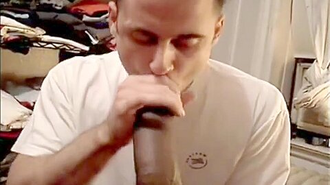 White Boy Sucking Big Double Extra Size Black Cock POV