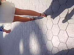 White girl in see thru white skirt