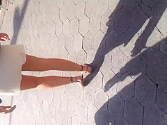 White girl in see thru white skirt
