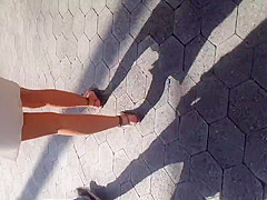 White girl in see thru white skirt