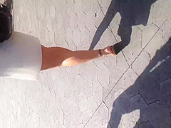 White girl in see thru white skirt