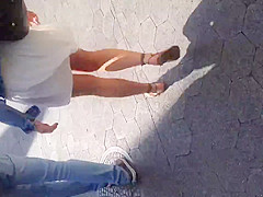 White girl in see thru white skirt
