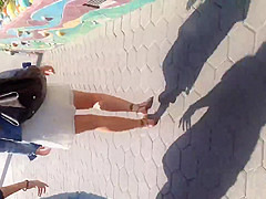 White girl in see thru white skirt