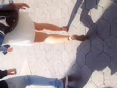 White girl in see thru white skirt