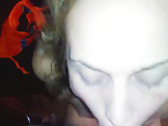 White slut face fuck sloppy cum play