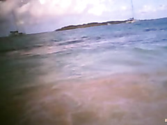 Wife on the public beach