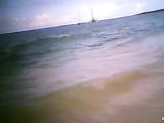 Wife on the public beach
