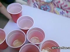 Wild Beer Pong Foursome In Dorm Room