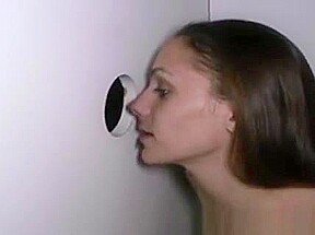 Wild Brunette Blowjob And Facial Through Glory Hole