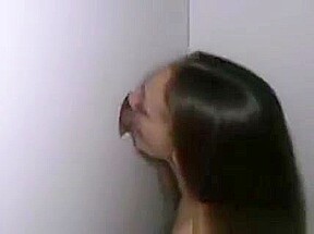 Wild Brunette Blowjob And Facial Through Glory Hole