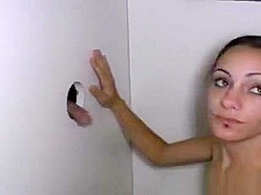 Wild Brunette Blowjob And Facial Through Glory Hole