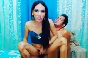 Wild Shemale Rides Her Man