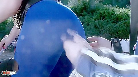With Her Huge Natural Tits She Gets Ass Fucked On The Quad
