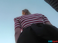 Wonderful upskirt xxx presents petite brunette MILF