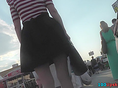 Wonderful upskirt xxx presents petite brunette MILF