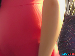 Wonderful upskirting presented by young female