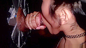 Young Asian Girl Sucks Black Gloryhole Cock