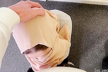 Young Muslim Pregnant Wife In Hijab Trained By Her Husbund On How To Please A Man