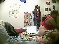 Young Step sister fingering to some porn